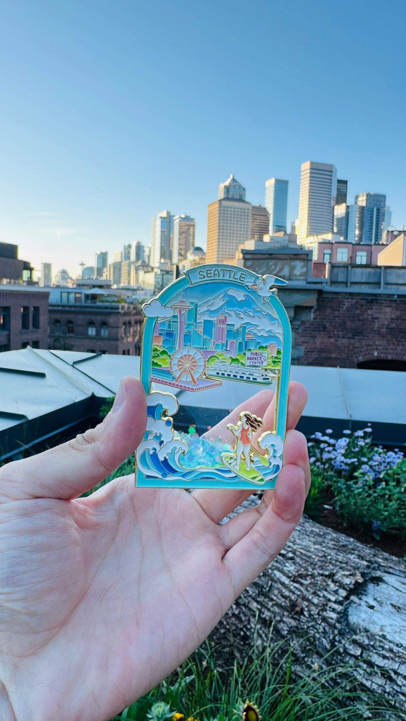 Seattle Summer Paddle Board Refridgrator Magnet