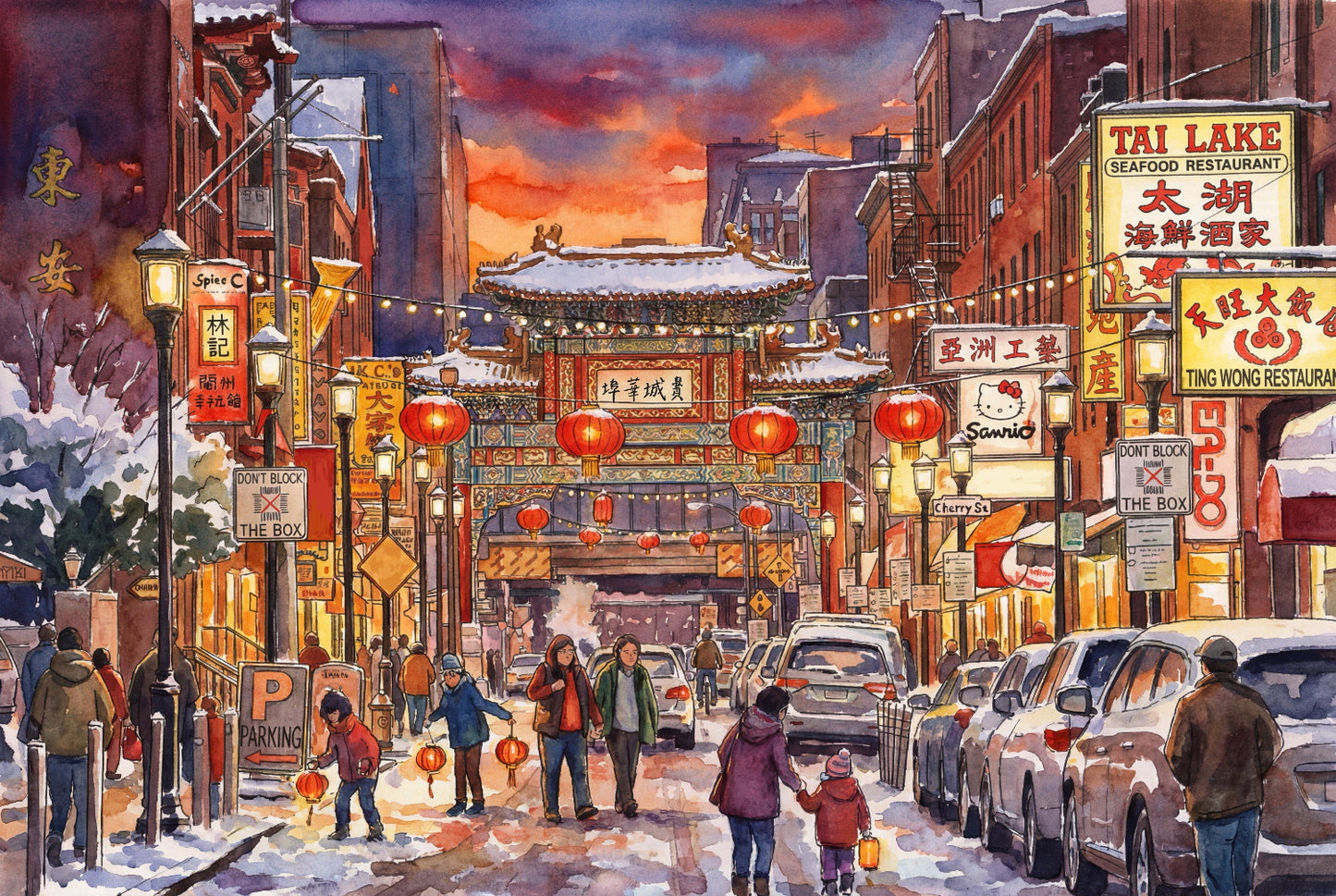 Philadephia Chinatown at Spring Festival in winter