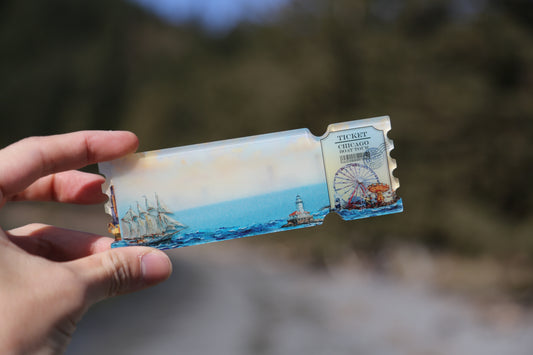 Chicago Boat Ticket floating Magnet
