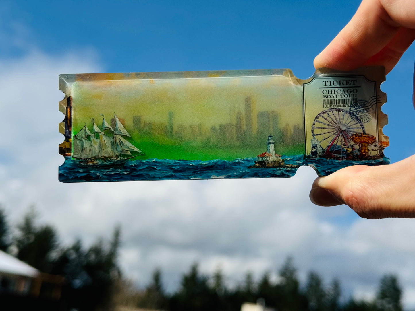 Chicago Boat Ticket floating Magnet