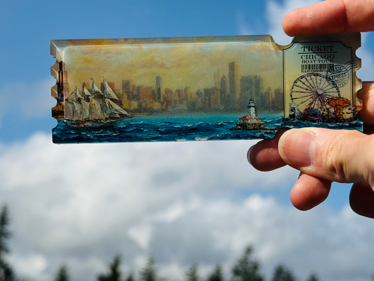 Chicago Boat Ticket floating Magnet
