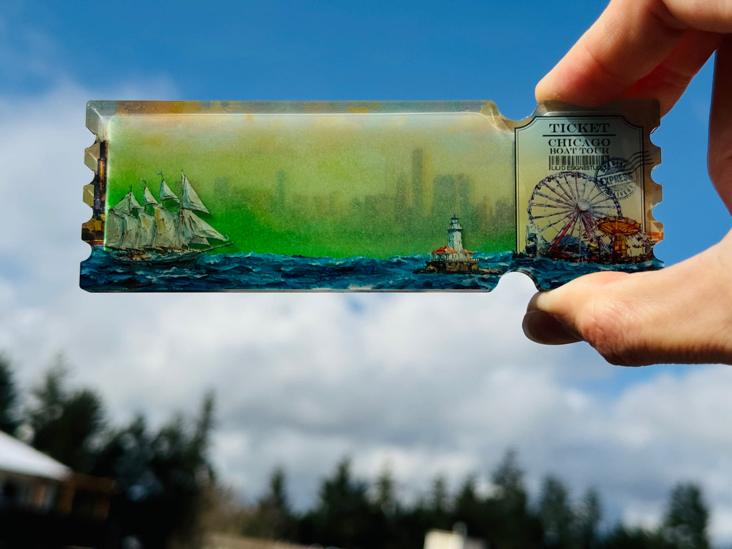 Chicago Boat Ticket floating Magnet