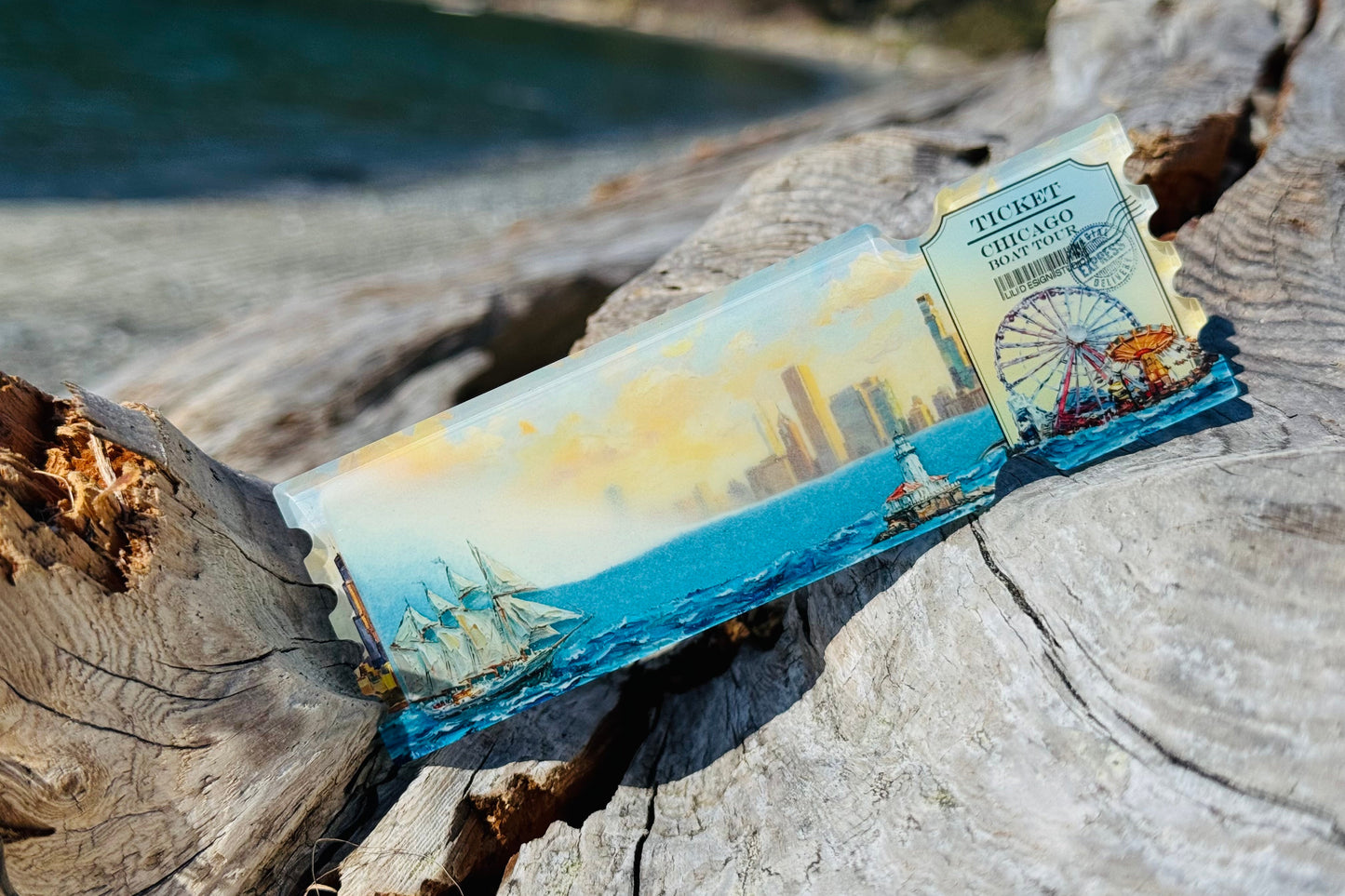 Chicago Boat Ticket floating Magnet