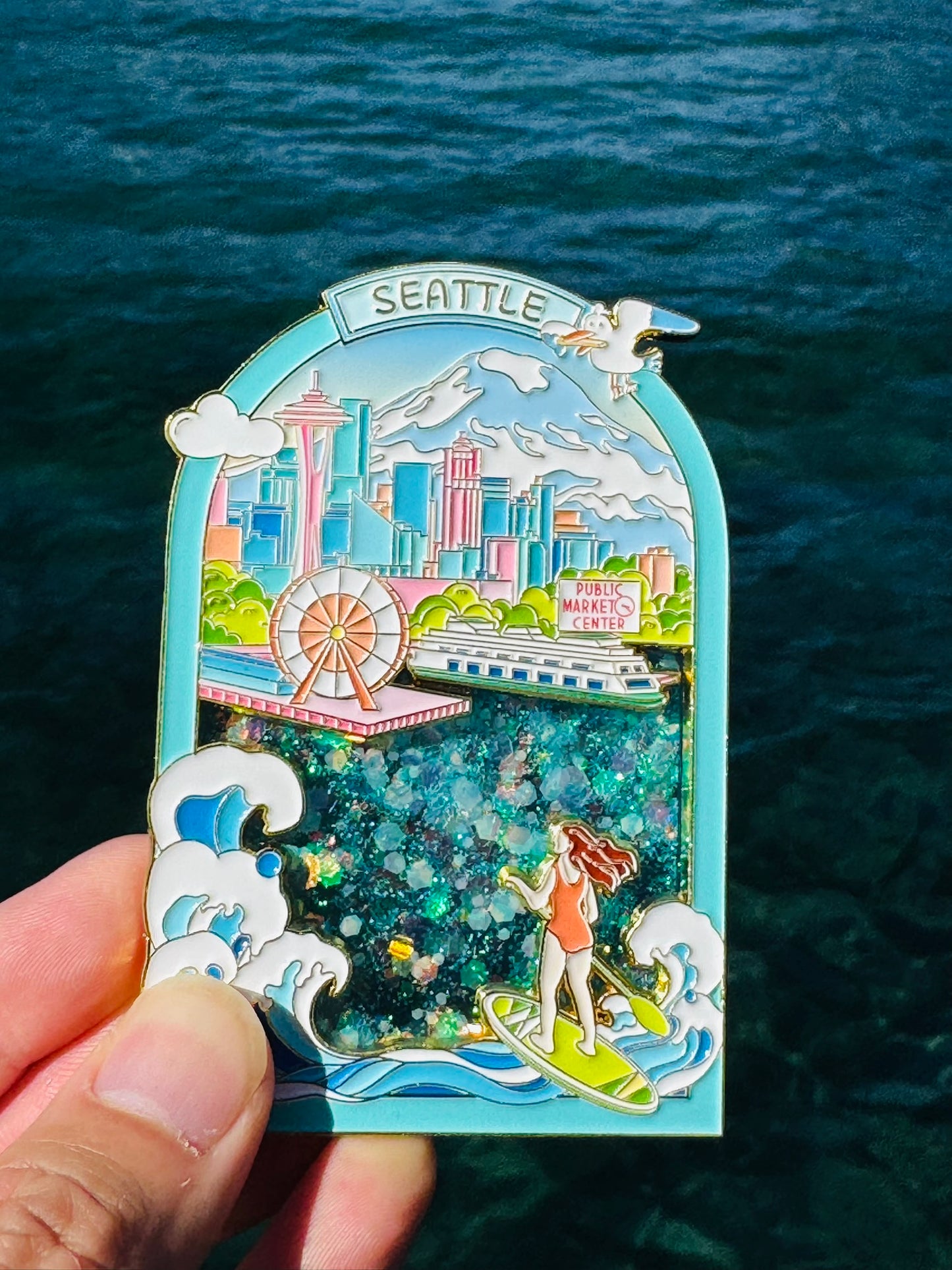 Seattle Summer Paddle Board Refridgrator Magnet