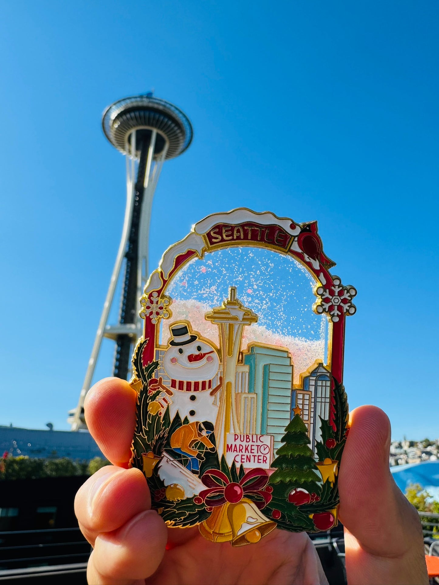 Seattle Winter Christmas Refrigerator Magnet