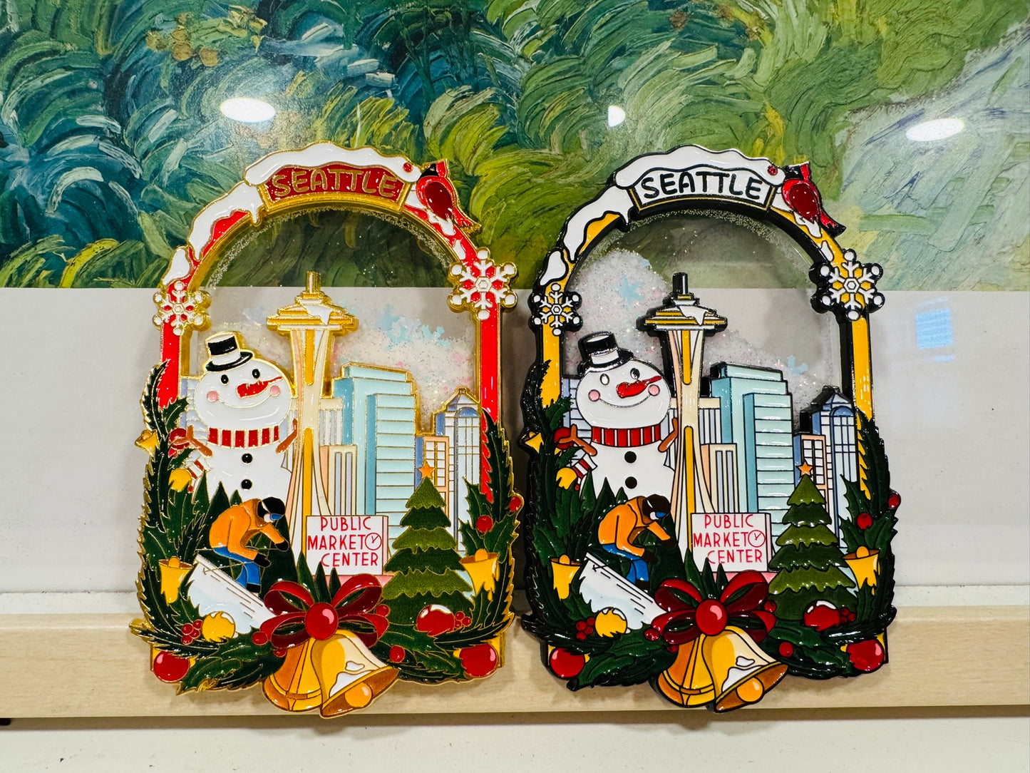 Seattle Winter Christmas Refrigerator Magnet